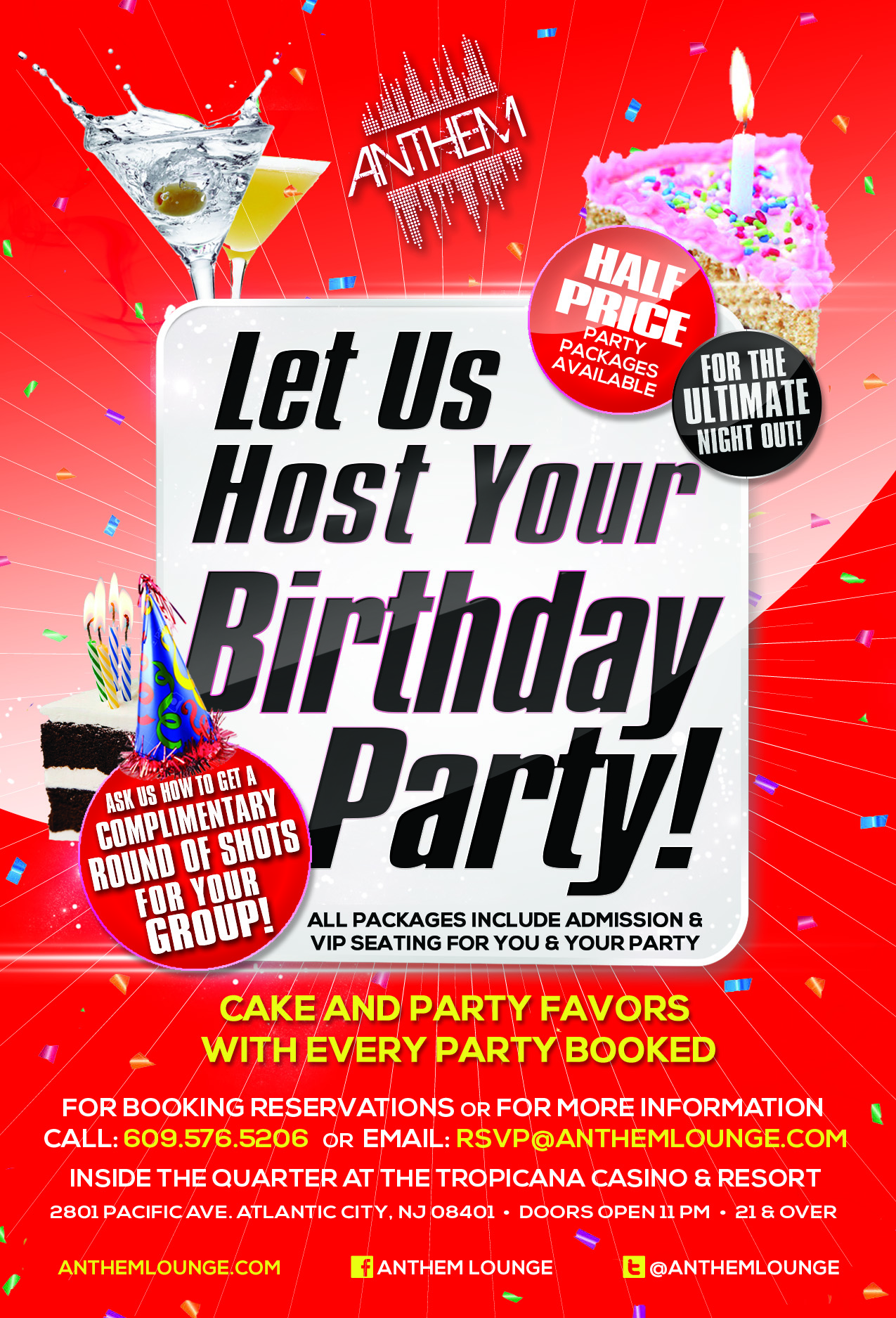 Birthday Parties Anthem Lounge, Atlantic City, NJ
